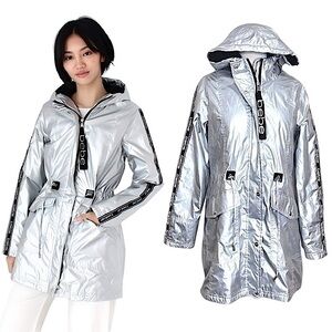 Bebe Sport Y2K Silver Insulated Jacket Size Medium